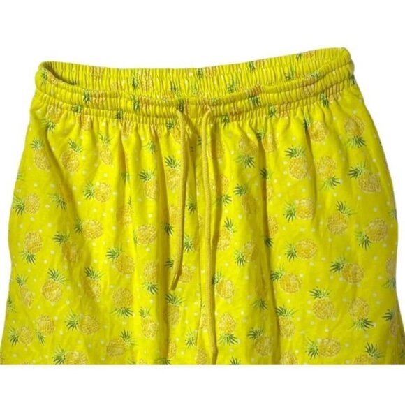 Cozee Corner Pajama Shorts Drawstring Pineapple Yellow Cotton Size 1X - Picture 2 of 3
